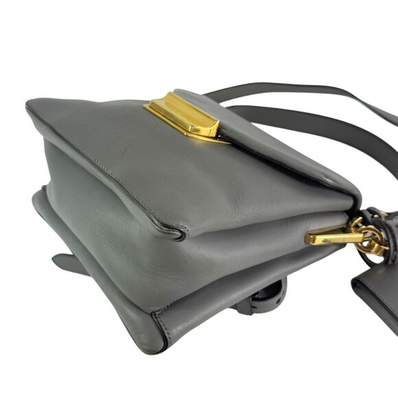 PRADA Gray Calf Skin Leather Small Ingrid TopHandle Crossbody Made in Italy - Picture 4 of 12